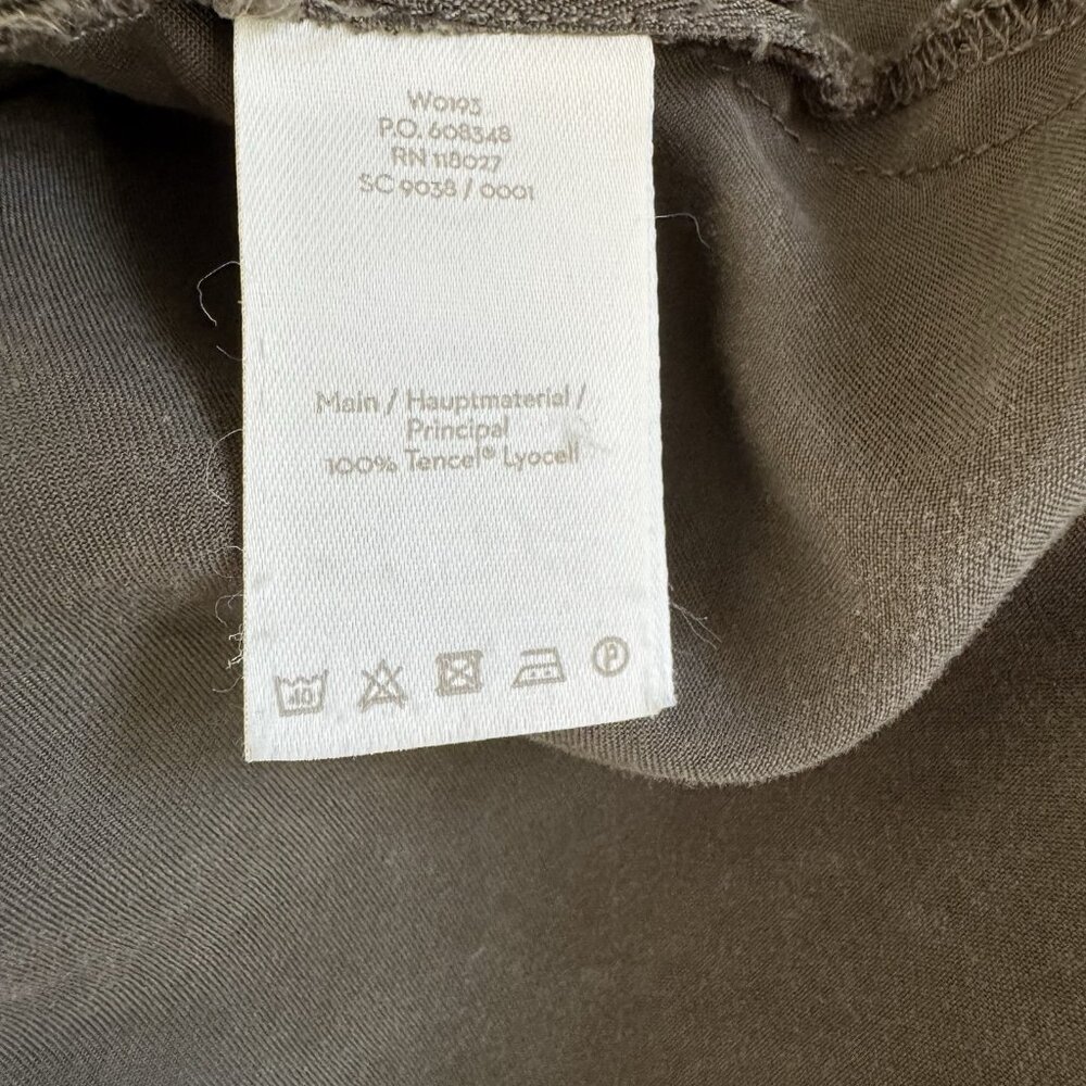 Boden Shirt 12 Curved Seam Tunic Olive Green Mineral Wash Bell Sleeves Boho - Picture 10 of 12